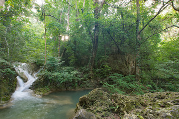 Obraz premium Tajlandia-Kanchanaburi-Erawan Waterfall / Nature