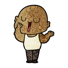 happy cartoon bald man yawning