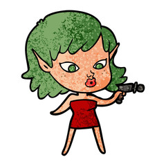 pretty cartoon girl with ray gun