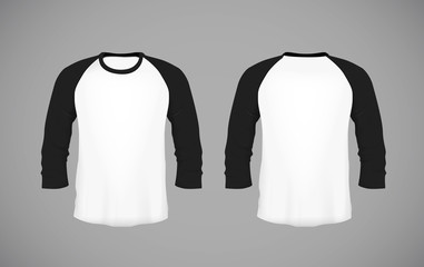 Men's slim-fitting long sleeve baseball shirt. Black Mock-up design template for branding.