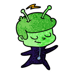 friendly cartoon spaceman dancing