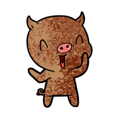happy cartoon pig