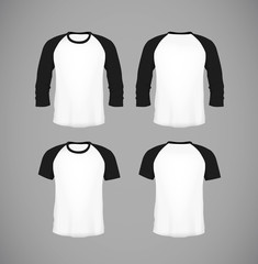 Men's slim-fitting short sleeve baseball shirt set. Black Mock-up design template for branding.