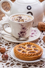 Tasty chocolate walnut tart.