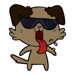 cartoon panting dog in sunglasses