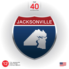 Obraz premium The City label and map united state of america In American Signs Style