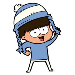 happy cartoon boy wearing hat