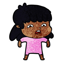 cartoon worried woman