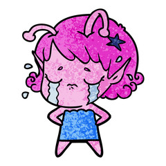 cartoon crying alien girl