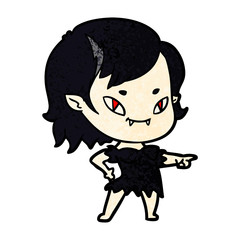 cartoon friendly vampire girl pointing