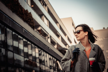 Beautiful woman in the city.