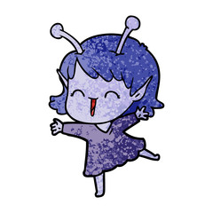cartoon alien girl laughing