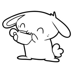 cartoon rabbit drinking tea