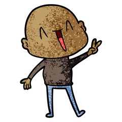happy cartoon bald man