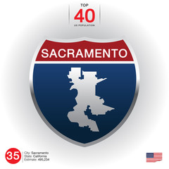 The City label and map united state of america In American Signs Style