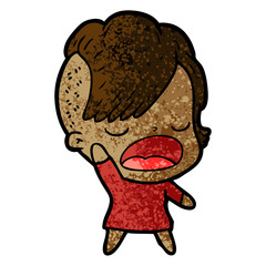 cartoon cool hipster girl talking