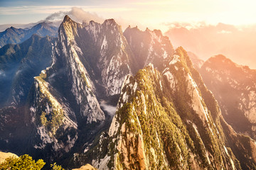 View from Mount Hua (Huashan) South Peak, one of the most popular travel destinations in China at...