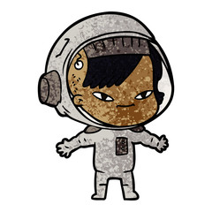 cartoon astronaut woman