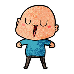 happy cartoon bald man