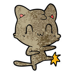 cartoon happy cat karate kicking