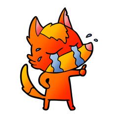 sad little fox cartoon character