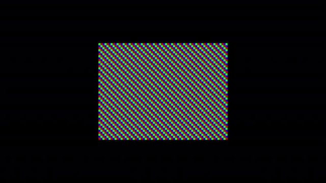 sequence of television, video and vcr images showing no signal, grids, guides, colour charts, test patterns alongside glitch and distortion