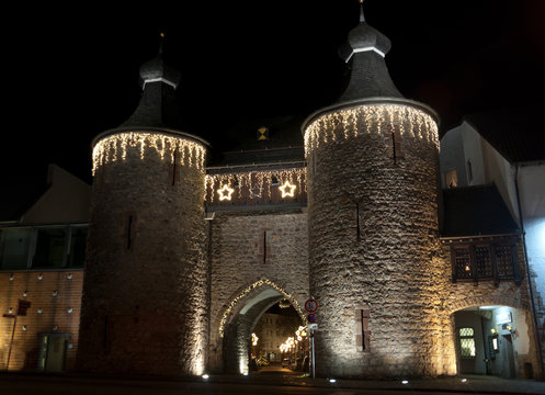 Hexenturm in Julich at Christmas, Germany