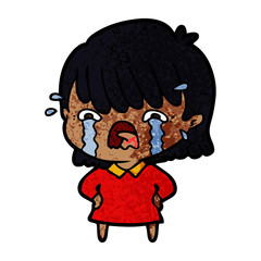 Obraz premium cartoon girl crying