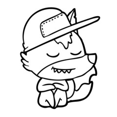 friendly cartoon wolf sitting