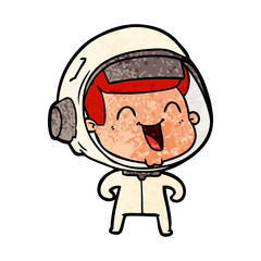happy cartoon astronaut