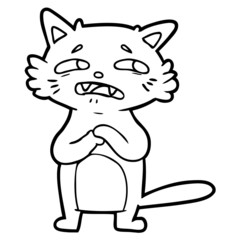 worried cartoon cat