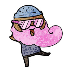 happy pink bearded man