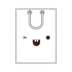 Fototapeta premium square kawaii shopping bag icon with handle in monochrome dotted silhouette