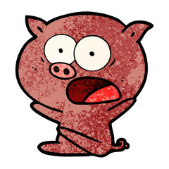 shocked cartoon pig sitting down