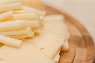 Different types of cheese close up