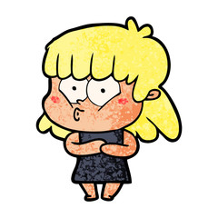 Obraz premium cartoon whistling girl