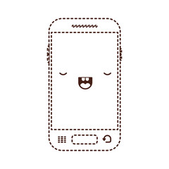 kawaii smartphone icon in monochrome dotted silhouette