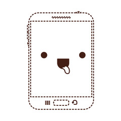 kawaii tablet device icon in monochrome dotted silhouette