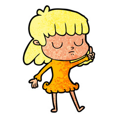 cartoon indifferent woman