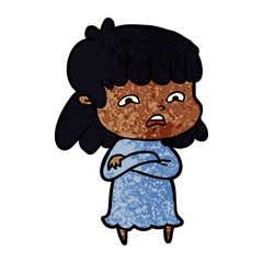 cartoon worried woman