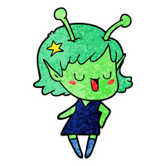 happy alien girl cartoon laughing