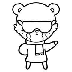 Fototapeta premium crying cartoon bear wearing rave sunglasses