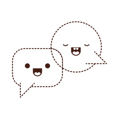kawaii dialogue speech set with tail in monochrome dotted silhouette