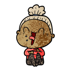 cartoon happy old woman
