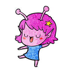 happy alien girl cartoon