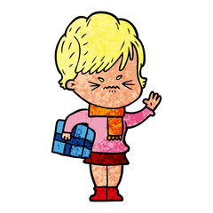 cartoon frustrated woman