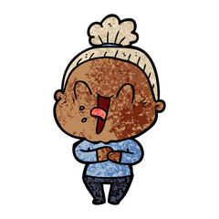 cartoon happy old woman