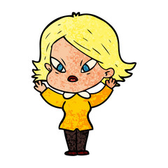 cartoon stressed woman