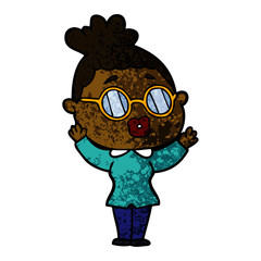 cartoon woman wearing spectacles