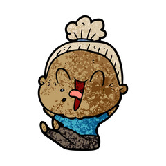 cartoon happy old woman